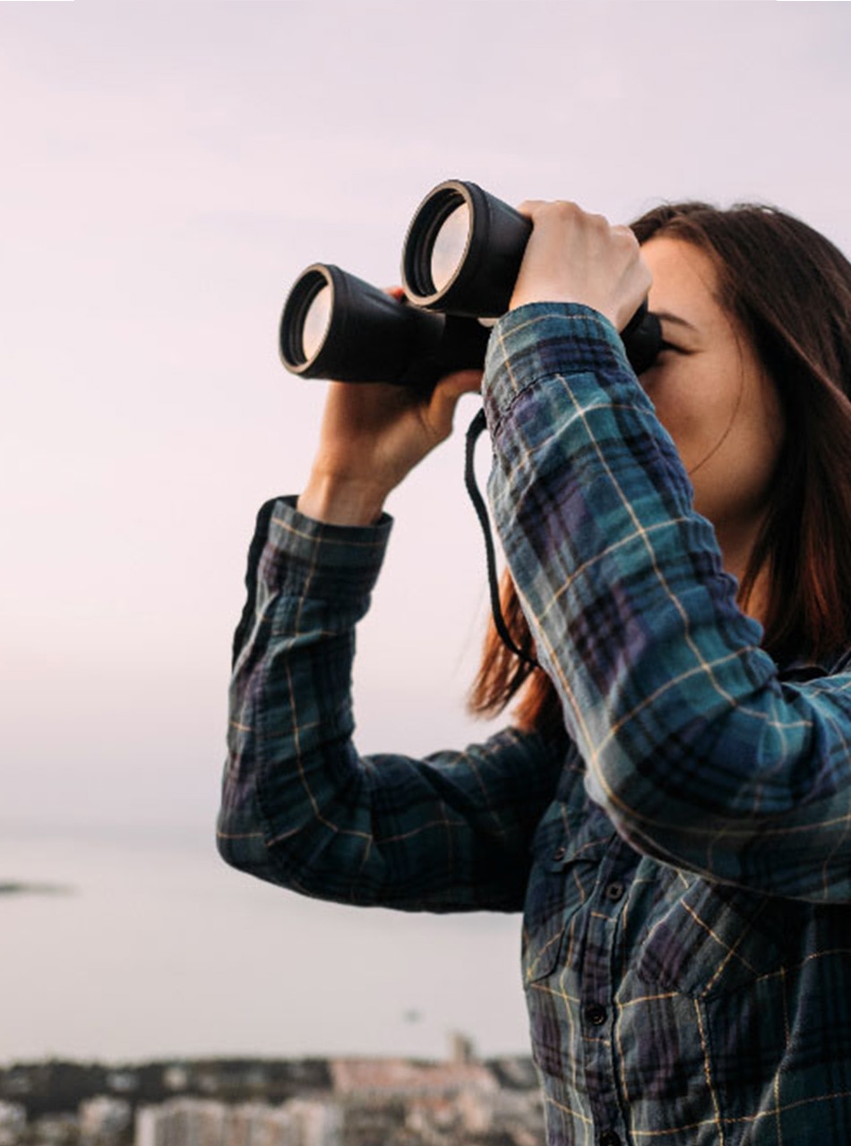 woman with binoculars