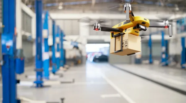 delivery drone transferring parcel box