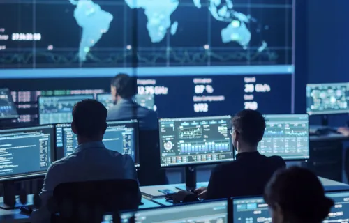 Employees who analyze satellite network data