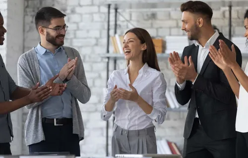 Professionals clapping hands