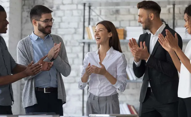 Professionals clapping hands