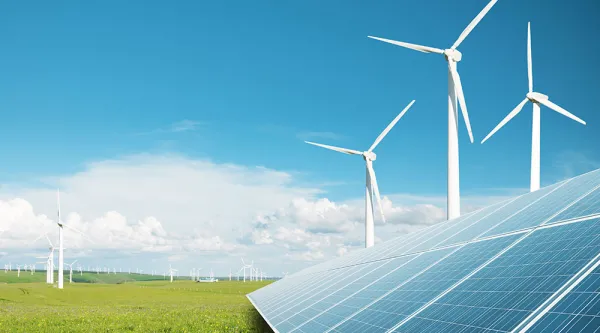 solar panels and wind turbines