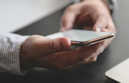 Person interacting with government with digital device