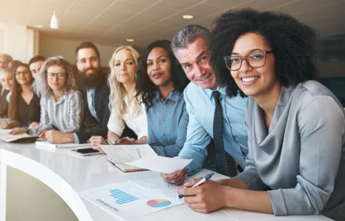 Professionals discussing business