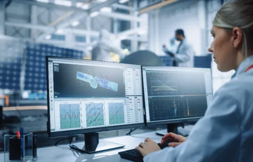 Satcoms telemetry data on a screen