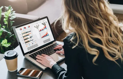 Woman working on a laptop 